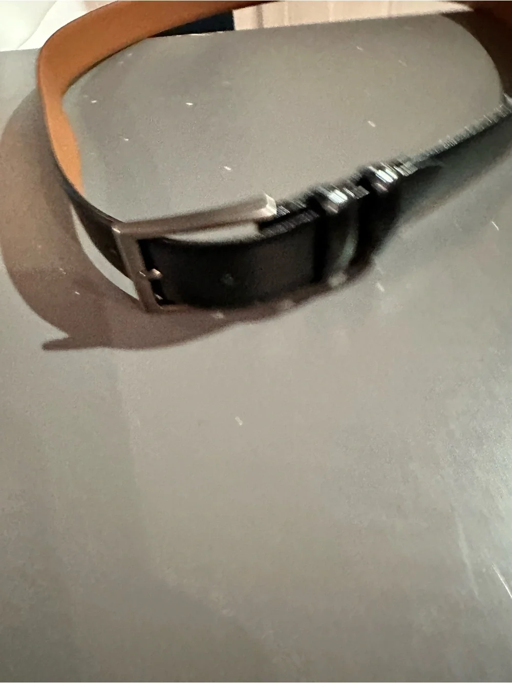 Jos. A. Bank Black Leather Belt with Silver-Tone Buckle and Tan Interior
